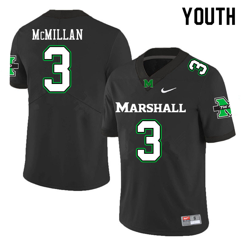 Youth #3 Caleb McMillan Marshall Thundering Herd College Football Jerseys Sale-Black